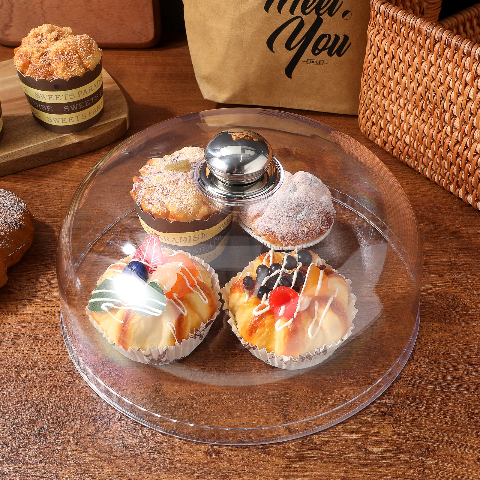 

1pc Cake Cover 25x10cm Plastic Transparent Lid Dust-proof Snack Food Protective Kitchen Barware Accessories Material