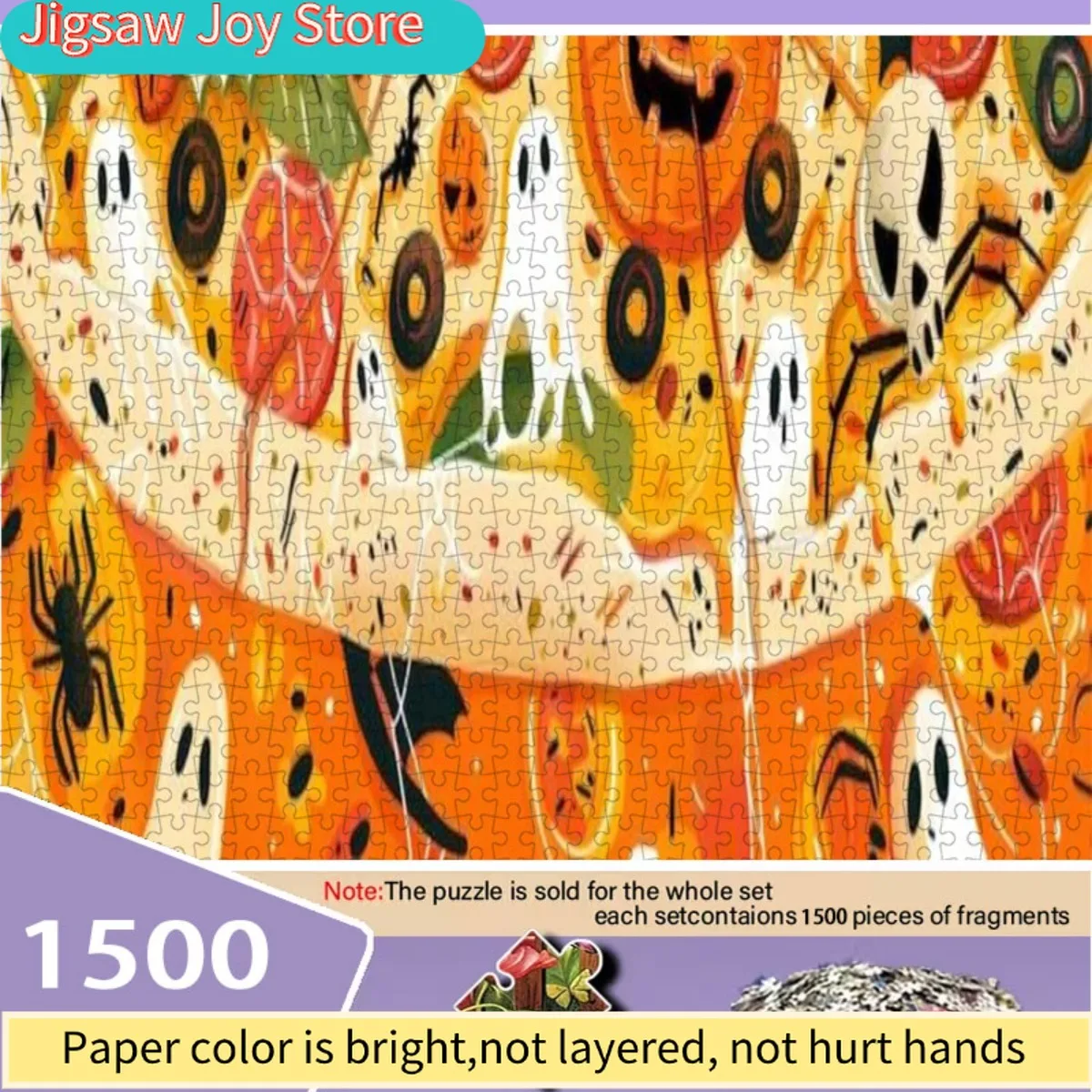 

Halloween Puzzle | Orange Pumpkin, Ghost, Skull, Spider Pattern | Ideal for Christmas, Birthday Gifts | Home Decor | Portable