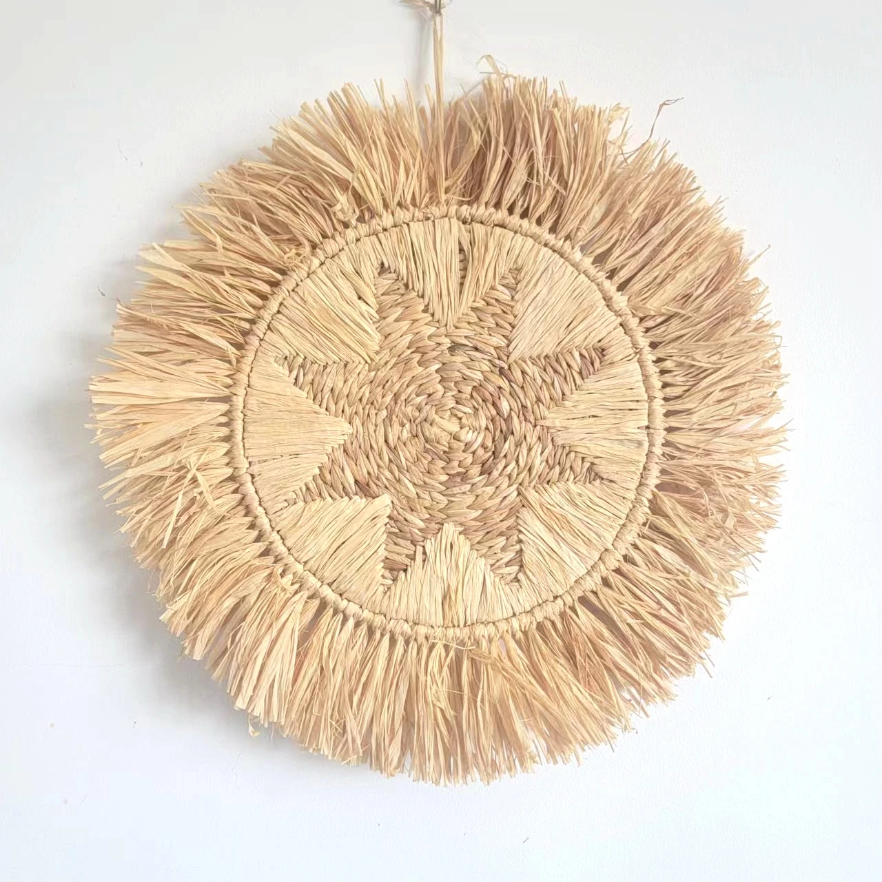 RAFFIA DECORATION-HANDMADE -WALL HANGER-ROUND SHAPE WITH STAR-D46CM