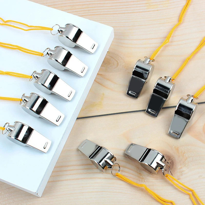 （Summer6）Metal Whistle Referee Sports Rugby Stainless Steel Whistle Soccer Basketball Party Training School Cheerleading