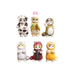 KITAN Mofusand Shark Cat Action Figures Blind Box Toys Cat Cosplay Cow Cock Cross Dressing Animal Doll Desktop Decorations Gifts