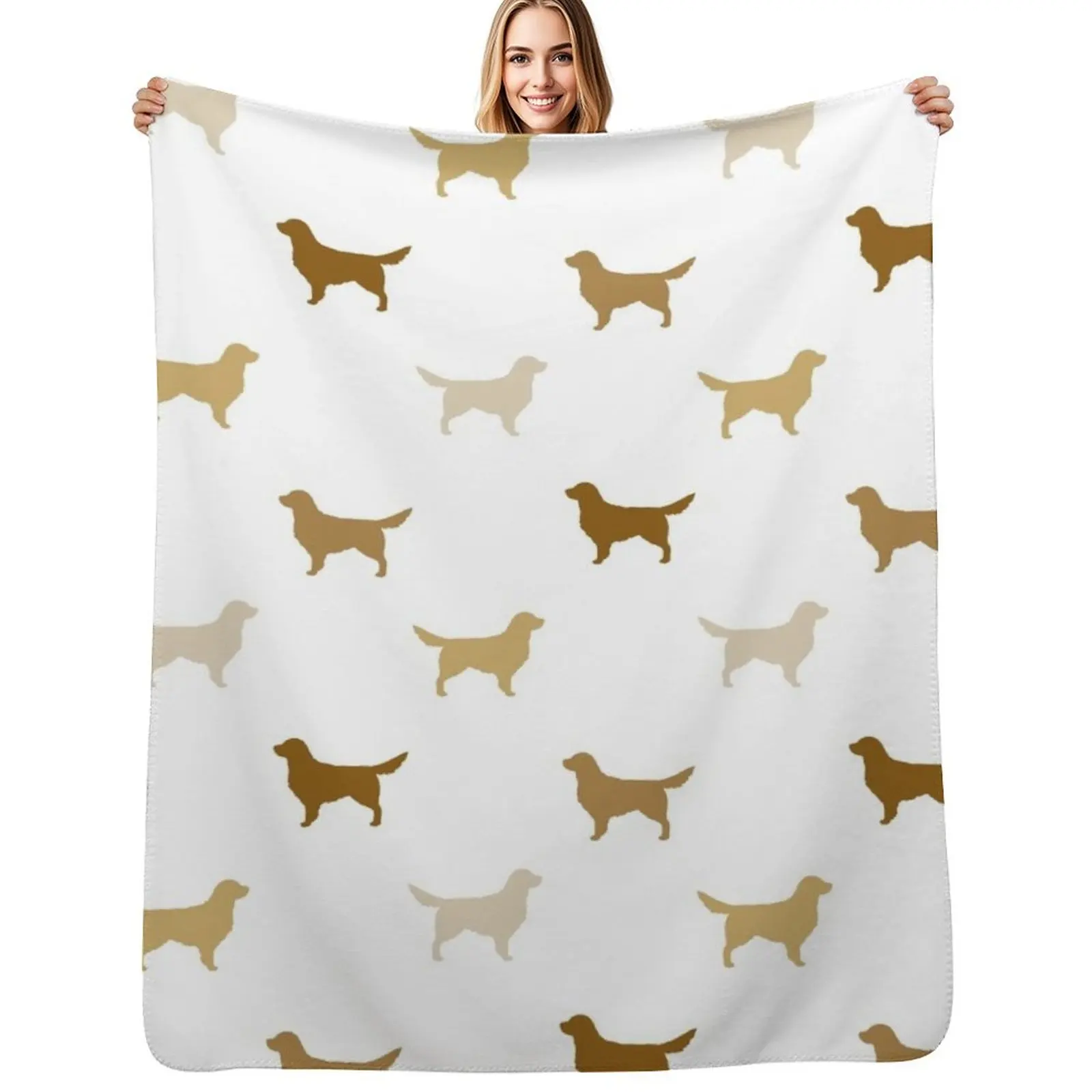 

Golden Retriever Silhouette(s) Throw Blanket Summer Picnic Decorative Sofas Sofa Blankets