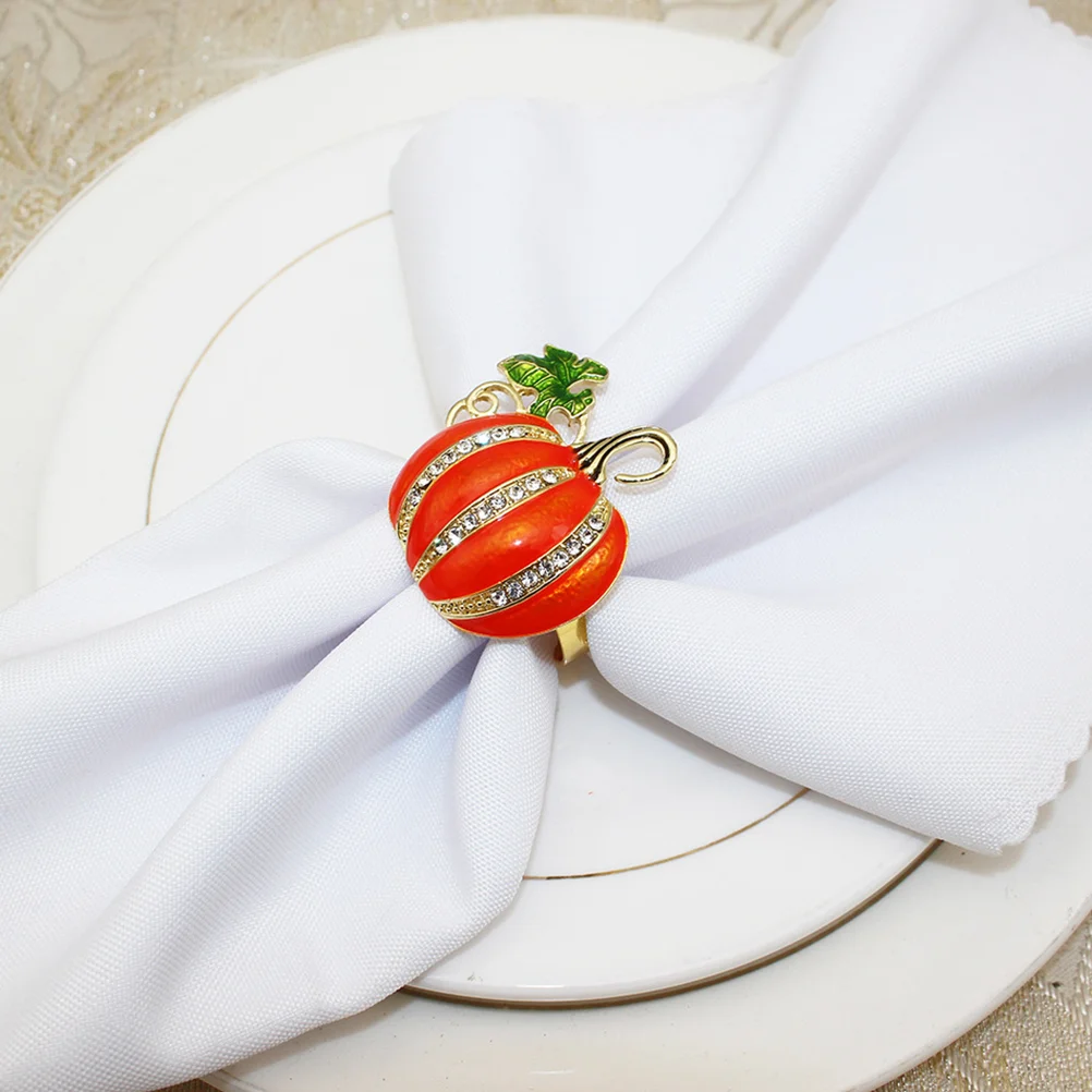 

4 Pcs Napkin Buckle Alloy Rings Thanksgiving Pumpkin Round Decorative Tissue Lovely Buckles Banquet