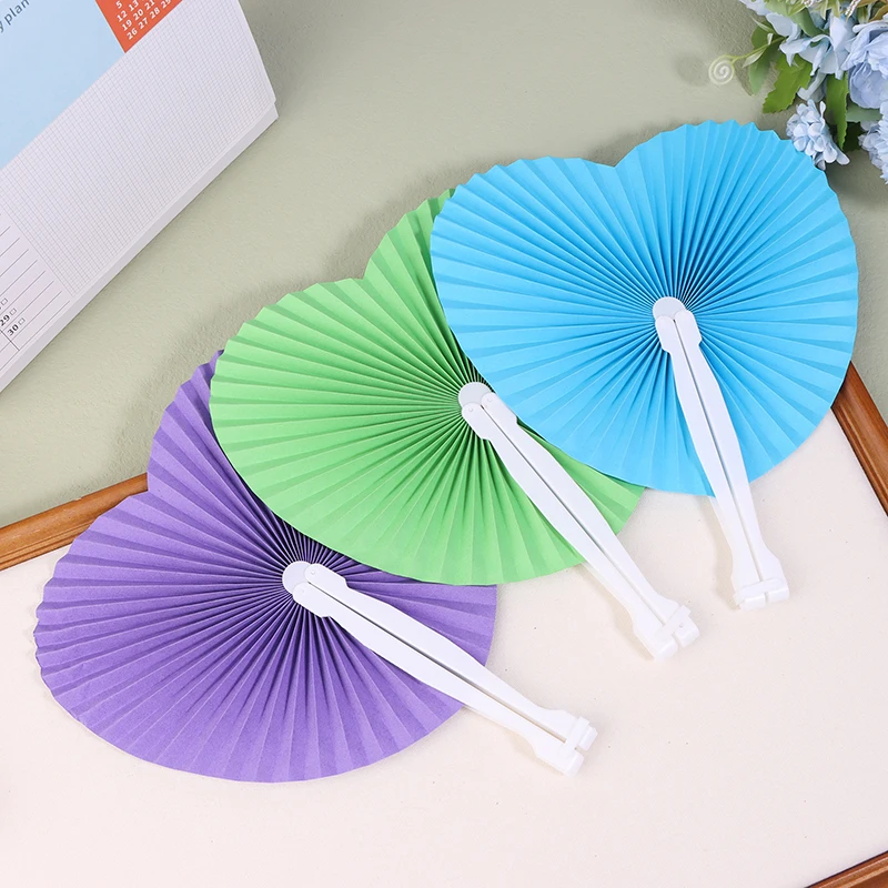 1Pc Wedding Heart-Shaped Paper Folding Fan For Birthday Party Souvenirs Anniversary Engagement Baby Baptisms Guest Gifts