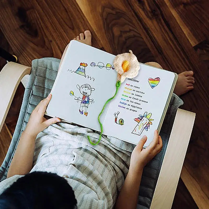 كالا زنبق الكروشيه الزهور المرجعية ، علامات الصفحة لطيف ، الإبداعية المميزة كتاب علامة ، فريدة من نوعها لطيف النباتات المرجعية ، علامات الصفحة