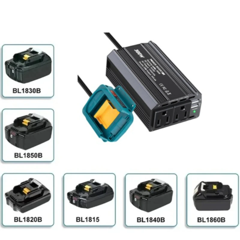 Suitable for Makita/DW18/20V Batteries Smart Transformer Outdoor Work Adapter 300W Portable Inverter Power Station Compatible