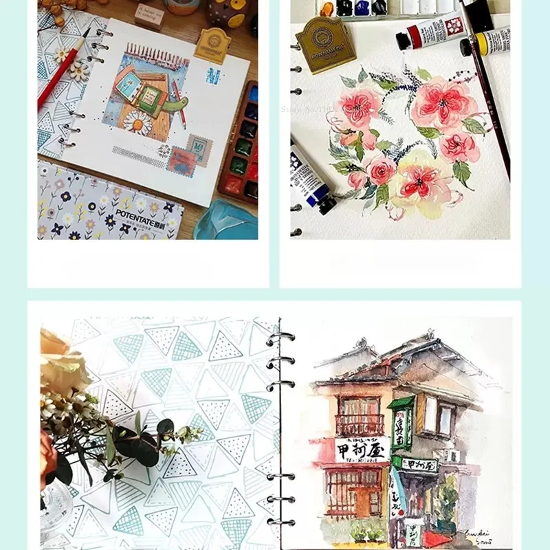 Imagem -05 - Loose Leaf Folding Aquarela Livro para Iniciantes Marcador ao ar Livre Desenho a Lápis Colorido Algodão Art Paper Viagem Sketching 300g