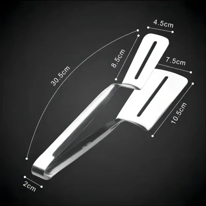 Stainless Steel Double-Sided Shovel Clip Anti-Scald BBq Barbecue Tong Fried Steak Shovel Fried Fish Shovel Vegetable Clamp Tool