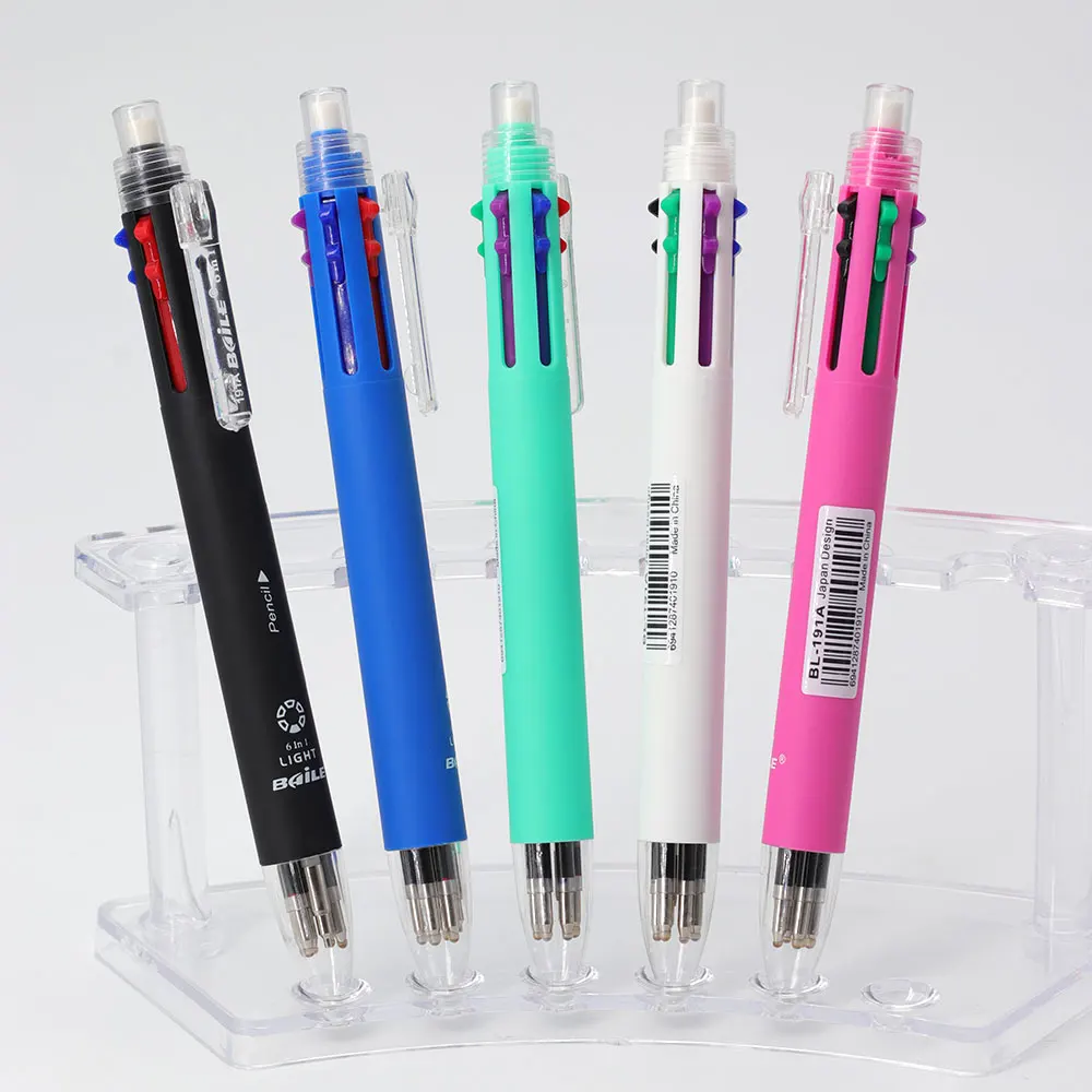 6-in-1-Multifunktions-Kugelschreiber-Set mit 5 Farben, 1 automatischer Bleistift mit Radiergummi für Schule, Büro, Schreibbedarf, Schreibwaren – Detail 8
