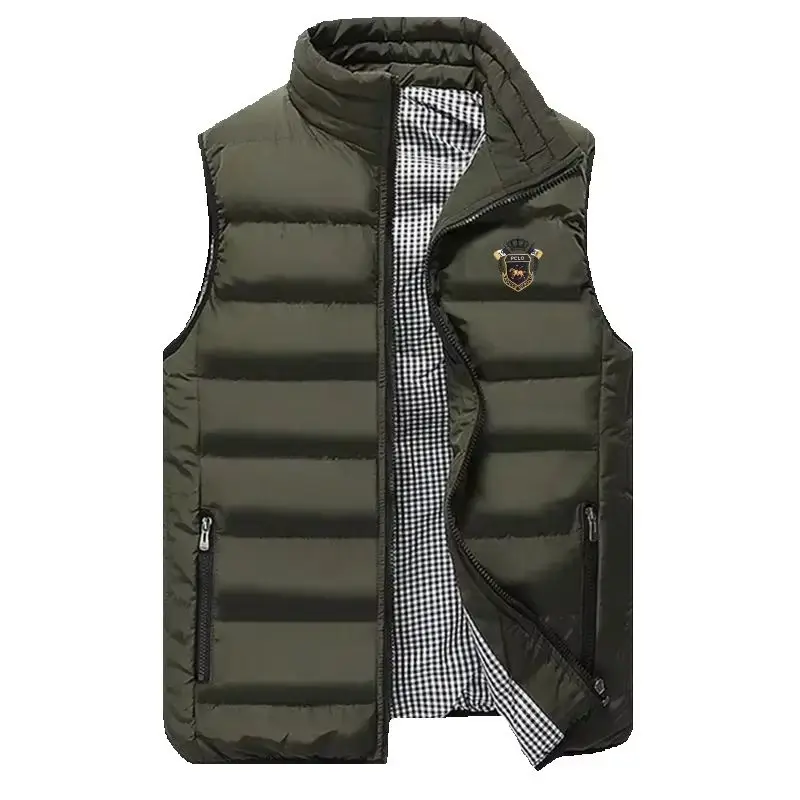 Aiwetin Men' Sleeveless Vest Jackets Winter Fashion Male Cotton-Padded Vest Coats Men Stand Collar Warm Waistcoats Clothing 5XL