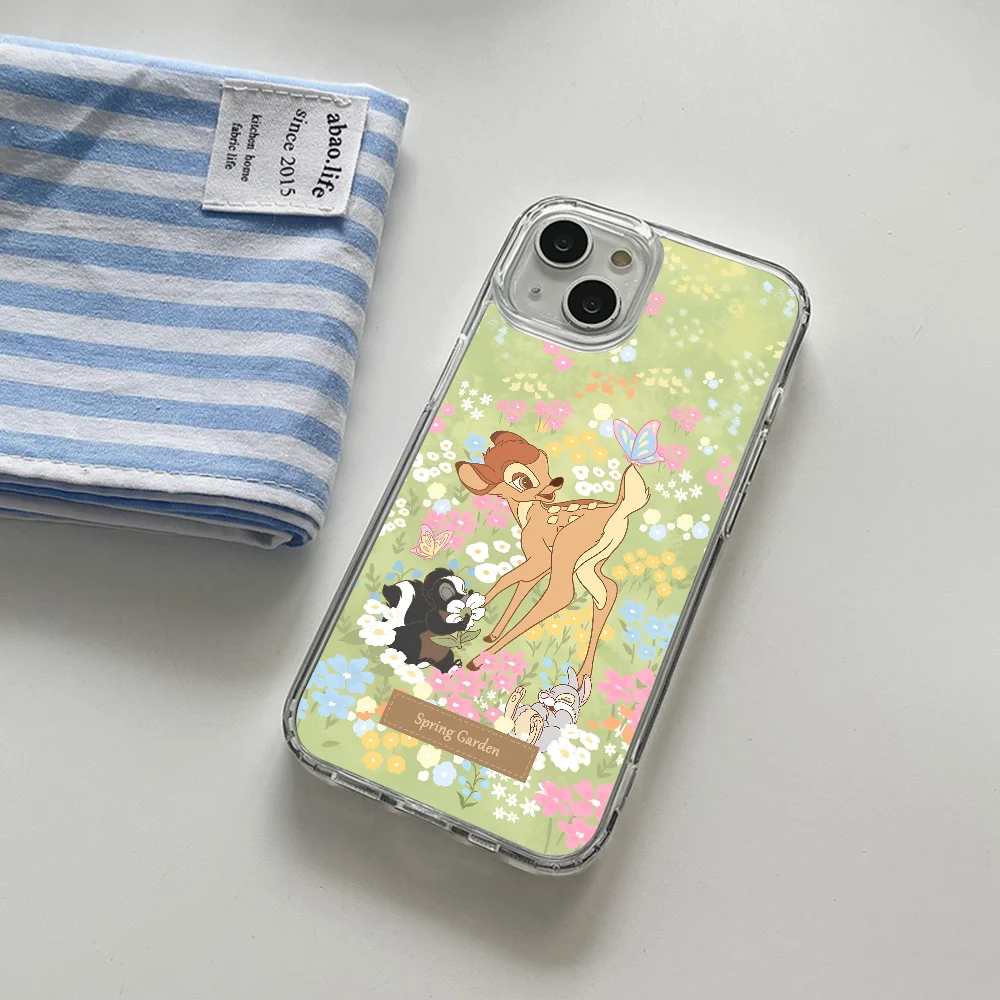 حافظة هاتف بامبي لطيفة على شكل زهور الربيع Magsafe لهاتف آيفون 16 14 13 12 15 Pro Max X XR XS Plus غطاء من البولي يوريثان الحراري الناعم الشفاف