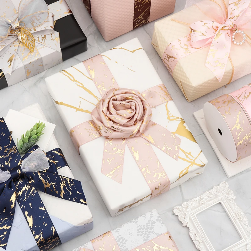 10Yards Marble pattern Series Gift Ribbon For Diy Valentines Wedding Event Party Christmas Decoration Baking Bouquet Decoration