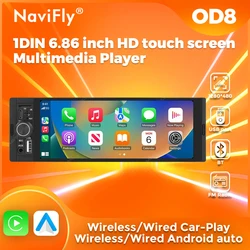 NaviFly 6.86 Inch 1 din Universal Carplay Android Auto Car Radio Autoradio Multimedia Player Car Stereo MP5 Camera Dual USB 1280