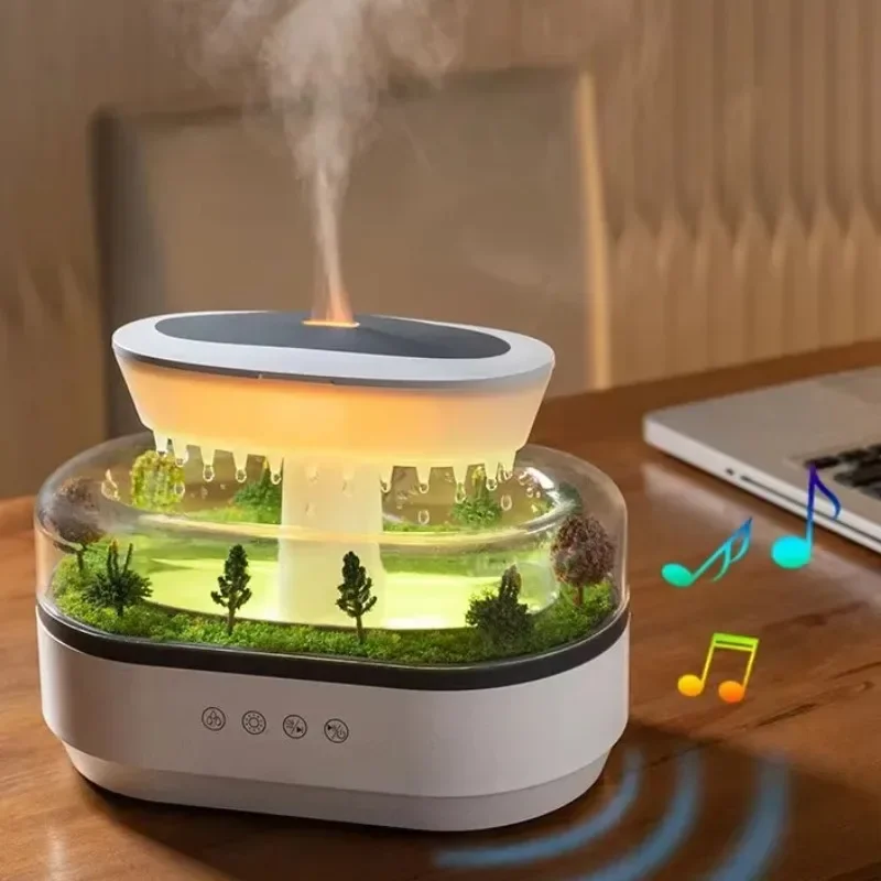 Essential Oil Diffuser 250ml White Noise Cloud Rain Humidifier Water Drip Aroma Diffuser Air Humidifier with 7 Colors Light