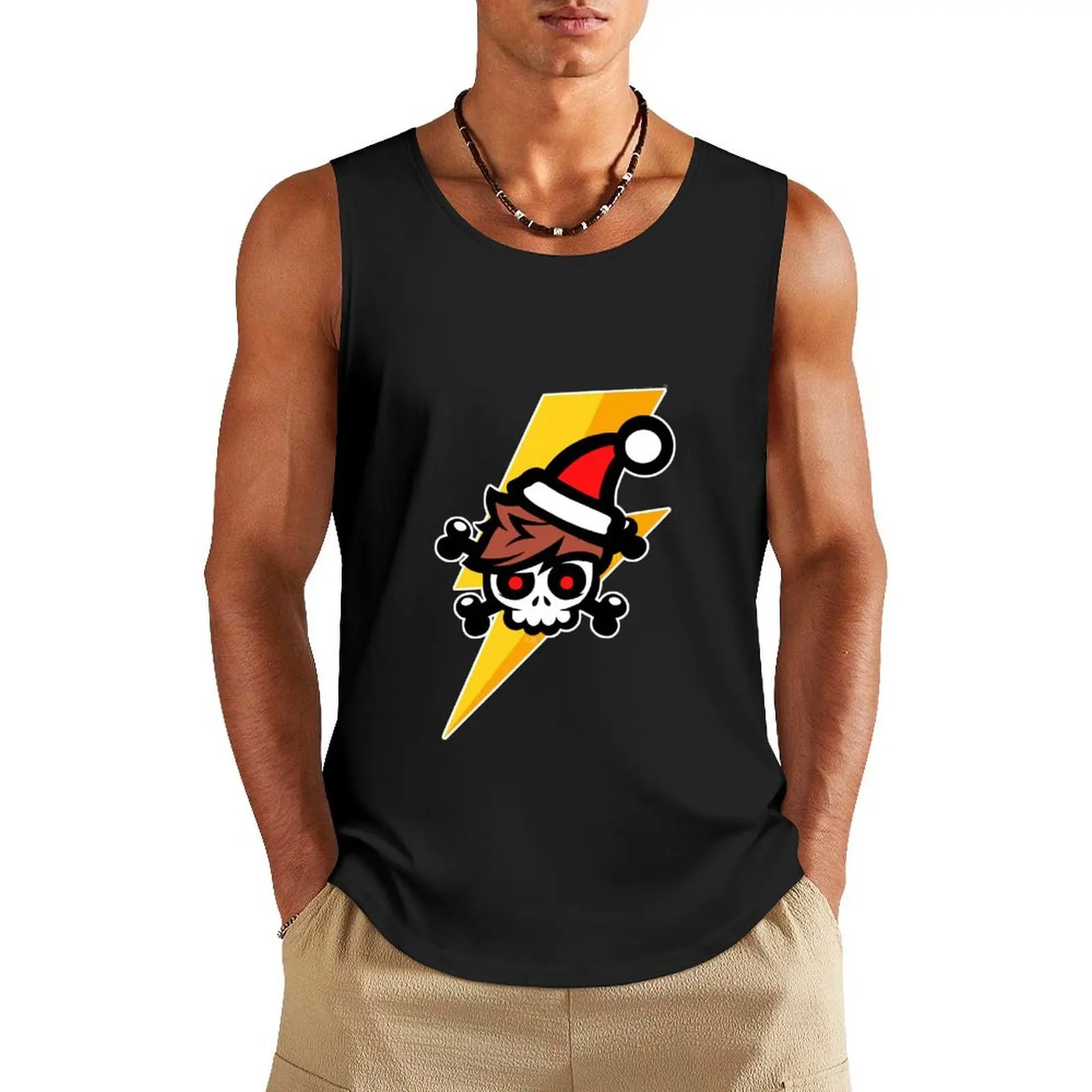 

Crainer Santa Skull and lightning Tank Top clothes for men muscle t-shirt new in tops & t-shirt