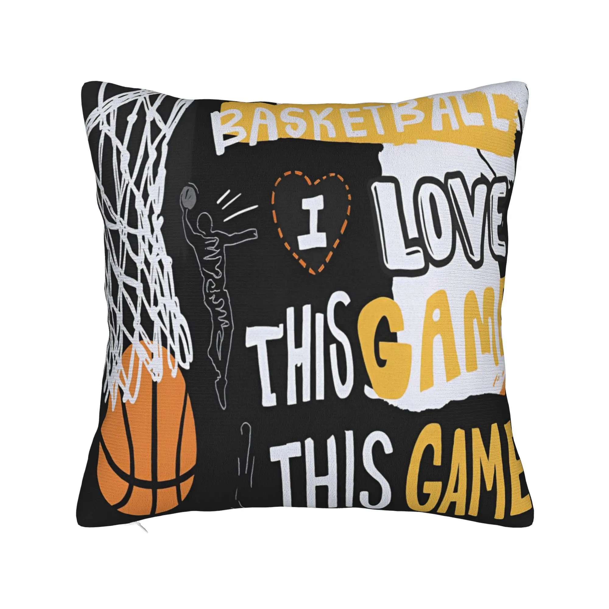 Basketball Pillowcase Polyester Cushion Cover Decor Sports Ball Games Pillow Case Cover Home Zippered 45X45cm