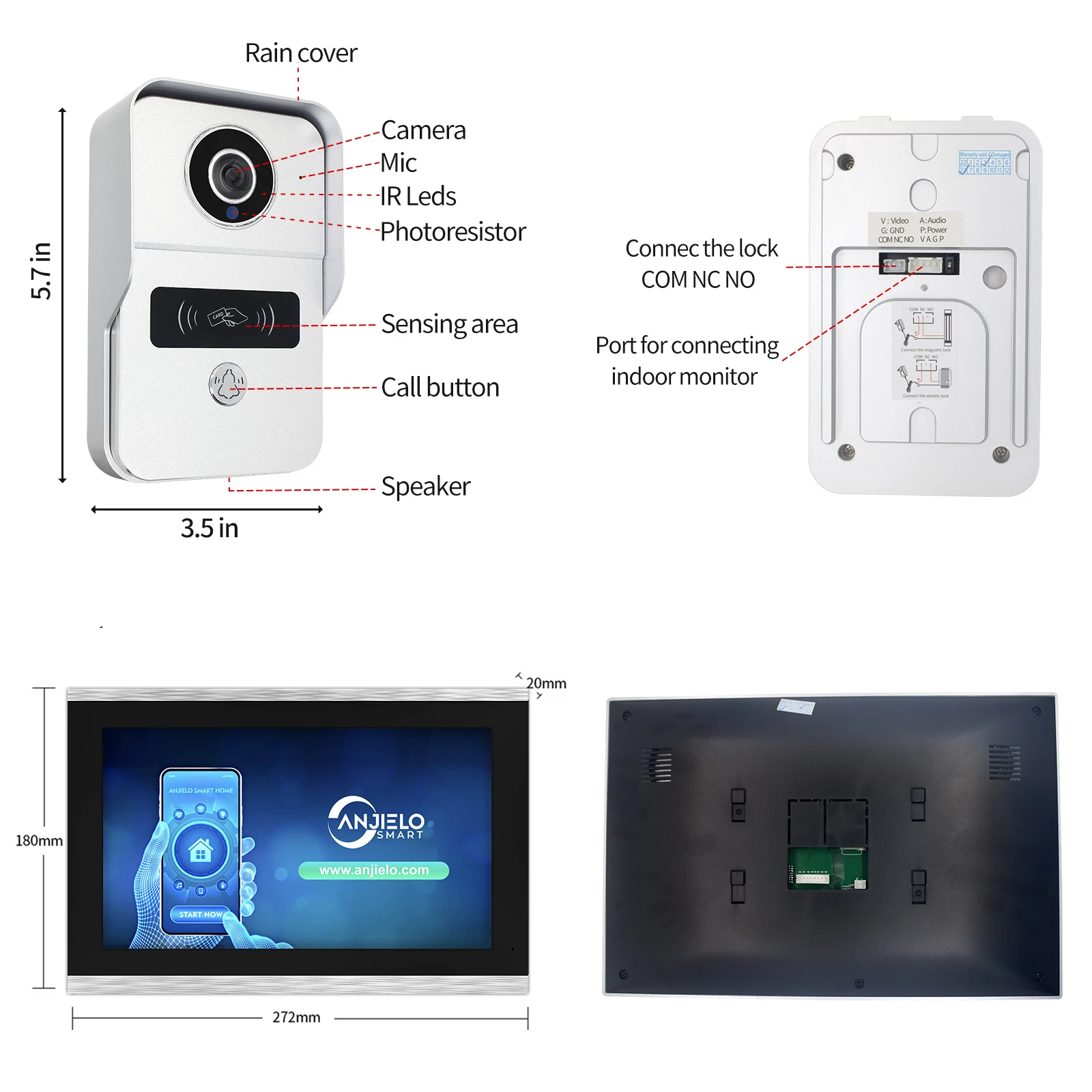 IP 비디오 인터콤 터치 모니터 무선 와이파이 POE 초인종, 빌라 플랫 RFID 액세스 제어용, 10 인치 투야 스마트, 2MP, 1080P