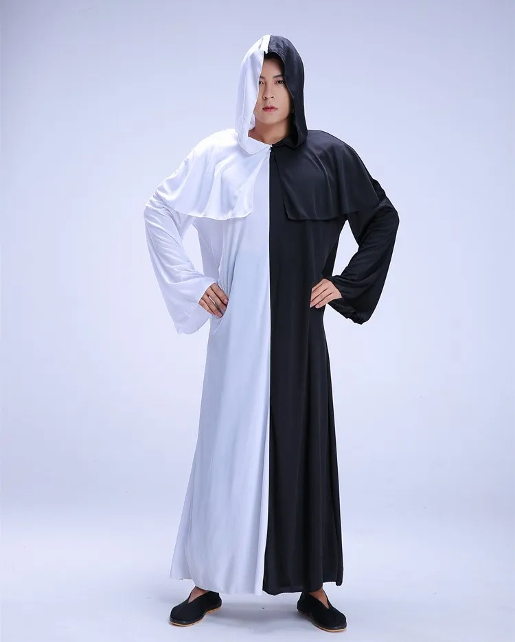 زي الهالوين للسيدات البالغات التأثيري الطاوية الكسول شبح رداء طويل بلا وأبيض غير عادي ملابس تشينغ ديناس الشبح