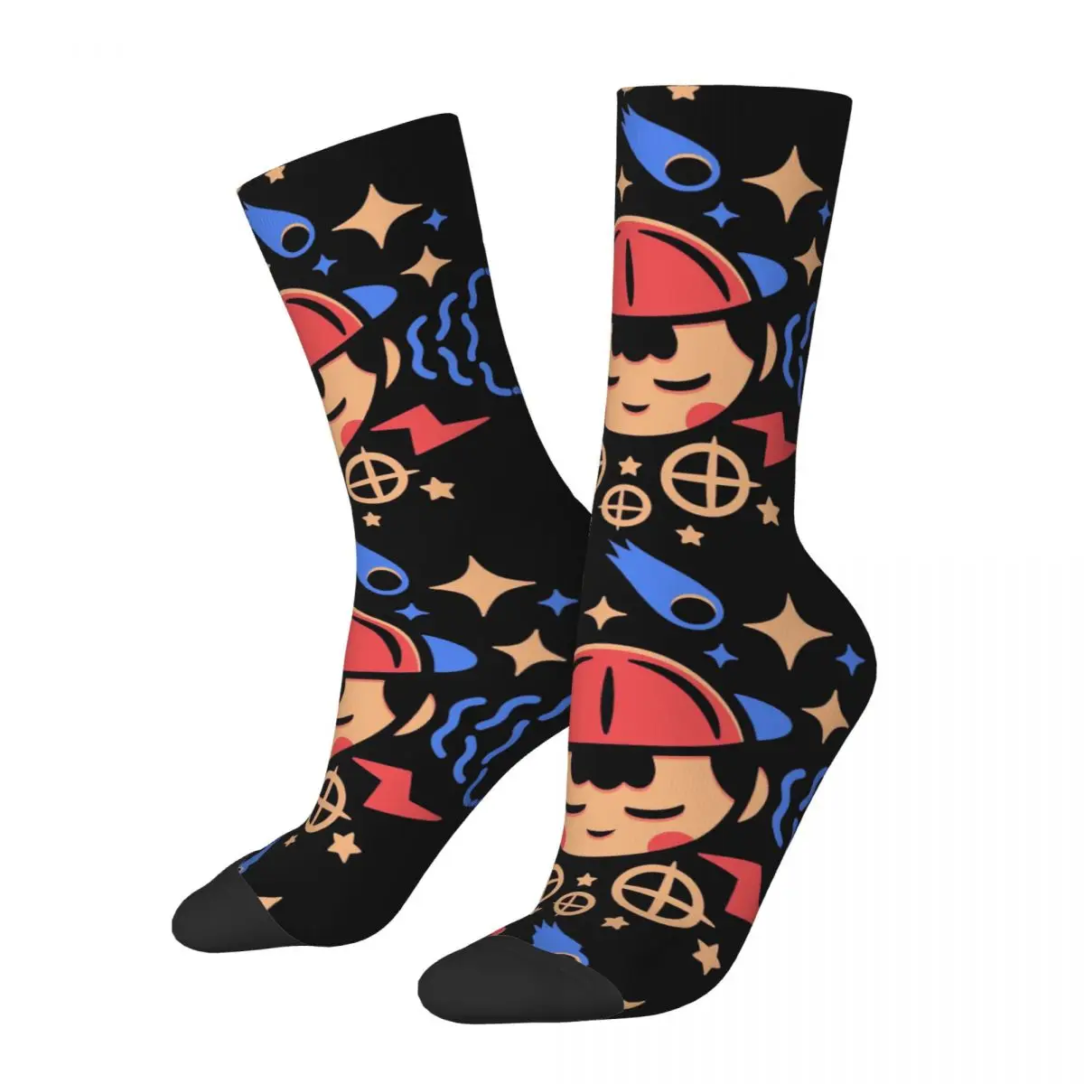 Happy Funny Men's compression Socks PSI Power Vintage Harajuku Earthbound MOTHER RPG Game Street Style Pattern Crew Crazy Sock