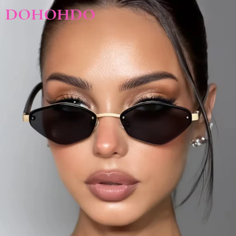 

Vintage Rimless Small Polygonal Sun Glasses Women Men Fashion Design Eyewear Summer Traveling Driving Shades UV400 Lentes Mujer