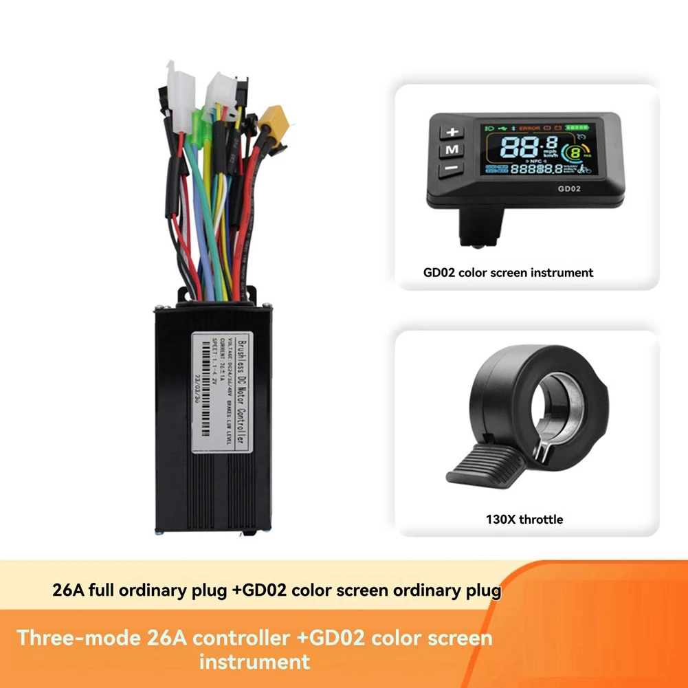 

-ABAB 36V 48V 26A Brushless Controller GD02 Meter LCD Display 24V-60V+130X Throttle Kit For Electric Scooter E-Bike Repair Kit
