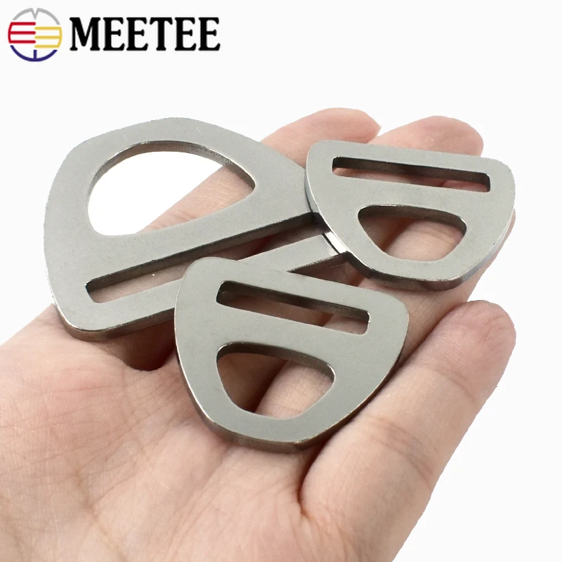 Meetee, juego de 2 a 10 piezas, hebillas triangulares de acero inoxidable 304 de 22/25/38 mm, con anilla en forma de D, para ajustar correas de mochilas y como accesorio de bricolaje.