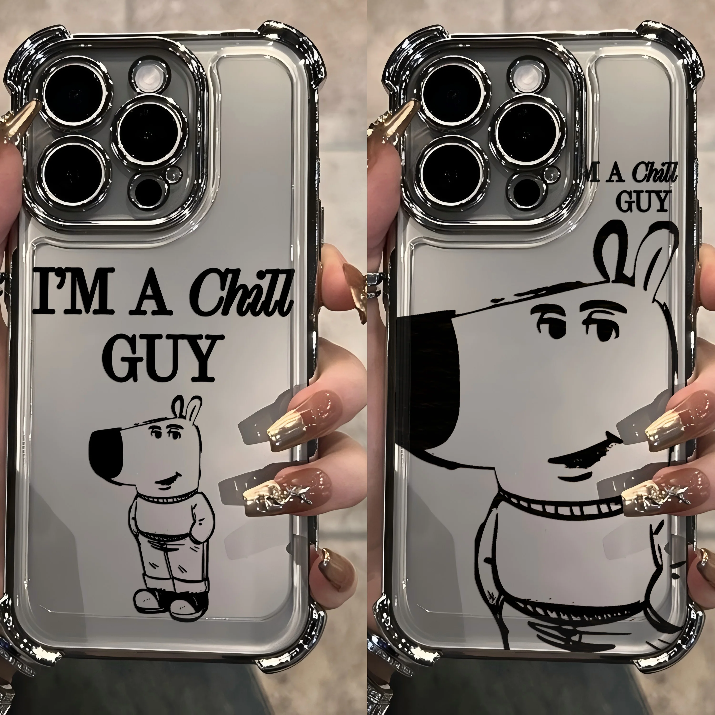 Cartoon I'm Just A Chill Guy Plating Case For Samsung S25 S24 S23 S22 S21 S20 FE Note20 Plus Ultra 4G 5G Anti Fall Airbag Cover