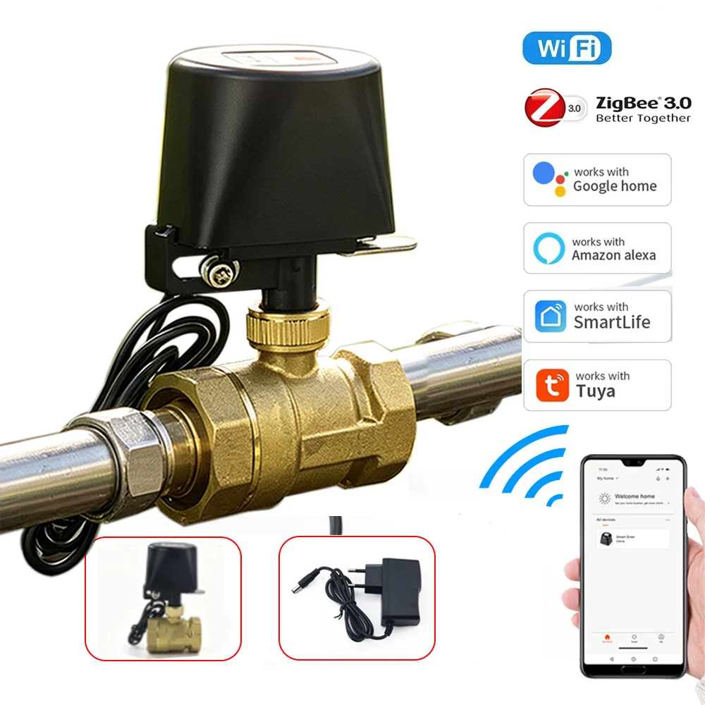 WIFI Water Timer Shutoff Ball Valve Zigbee Smart Garden Faucet Controller Works with Tuya SmartLife APP Alexa Google Assistant