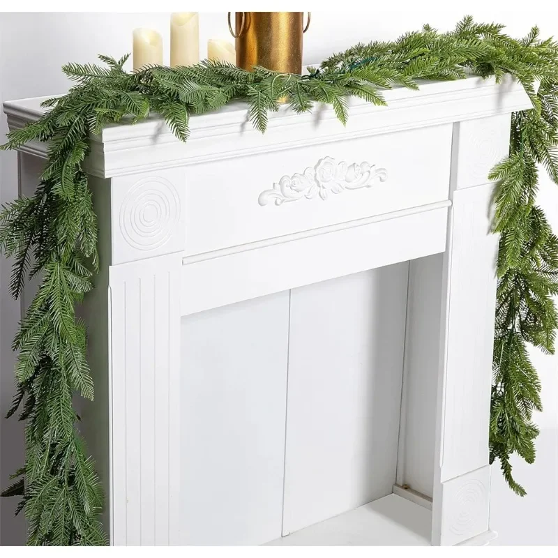 Christmas Garland Norfolk Pine Garland Artificial Faux Greenery Wreath Rustic Table Runner Holiday Indoor Mantle Decor Supplies