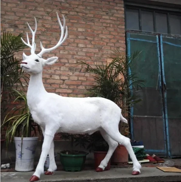 

Outdoor Fur Deer Large Size Reindeer Standing White Deer Christmas Decoration Supplies Reindeer