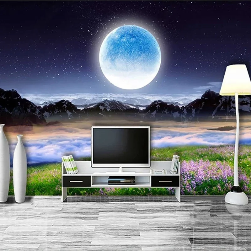 Custom 3D Photo Nature Night Landscape Moon Wallpaper for Bedroom Living Room TV Sofa Background Wall Large Decoracion Hogar