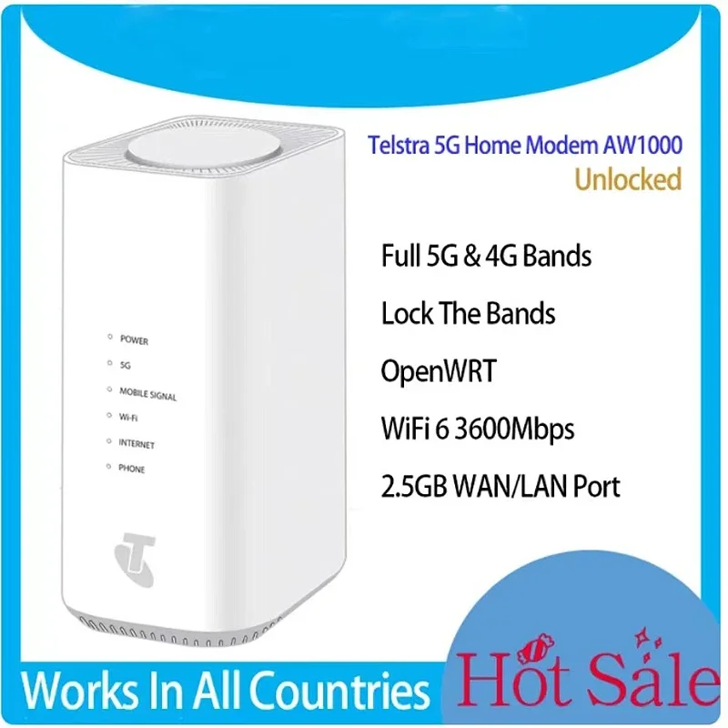 

Original 5G Home Modem QWRT AW1000 X55 WiFi 6 AX3600 Lock Band 5G 4G LTE CPE Wireless WiFi OpenWrt Router With Sim Card