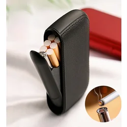 Leather Cigarette Box Men's Portable USB Electric Lighter Set Tungsten Coil Plasma Arc Electronic Lighter Smoking Tool