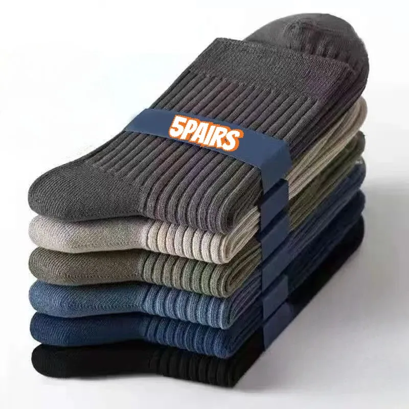 Men's Socks 5-Pair Set - Breathable and Soft, Suitable for All Seasons, Suitable for Casual Sports, Business Dress