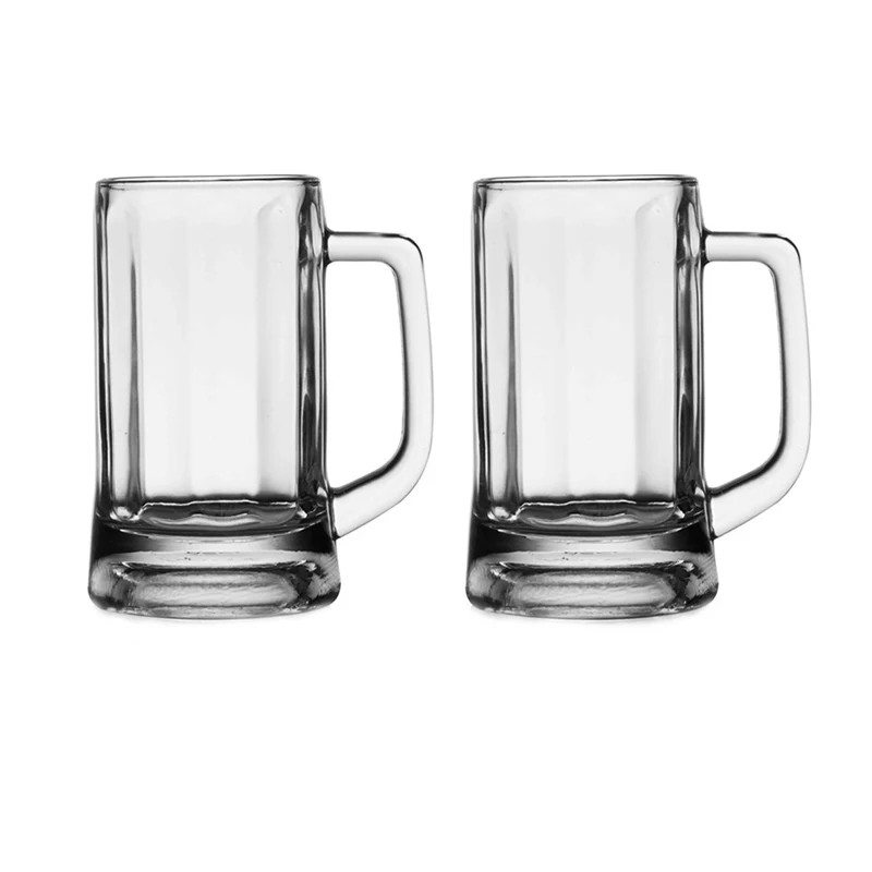 400ml 2pcs Set Thick Bottomed Beer Glass Party Transparent Drinkware Craft Beer Glass with Handle Heat Resistant Tea Water Cup