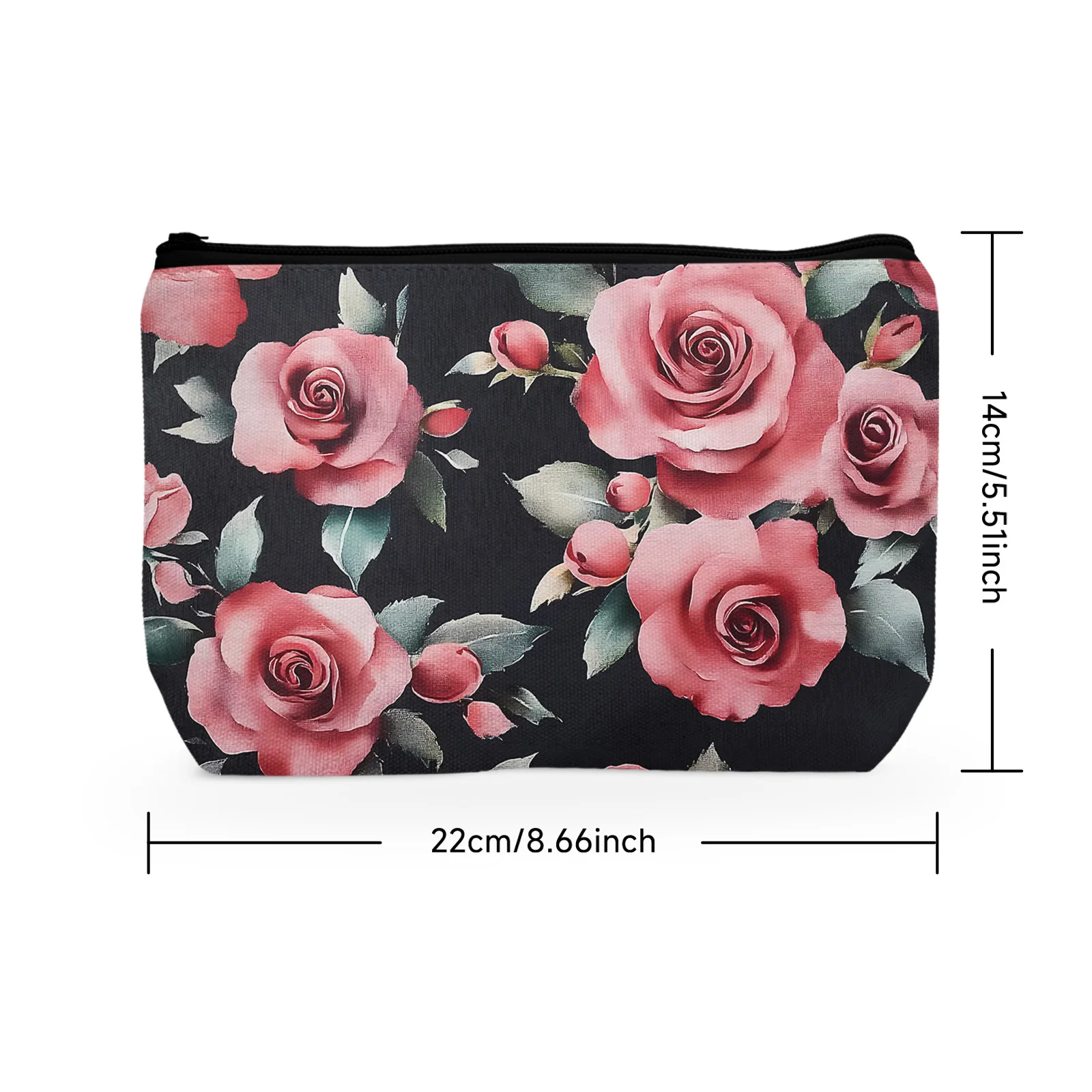 1Pc Elegant Floral Cosmetic Bag Simple And Unique Female Cosmetic Bag Portable Cosmetic Bag With Zipper The Best Gift For Flower