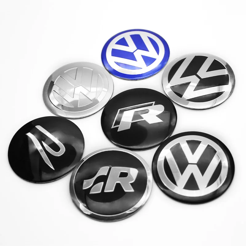 56mm 60mm 65mm 4pcs Car Styling Badge Logo Car bon Center Caps Alloy Wheel Hub Stickers For Volkswagen Golf 4 Motion GTI Polo