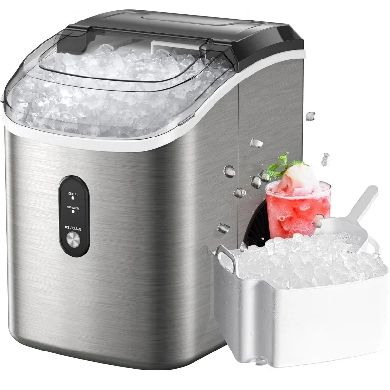 

Countertop Ice Maker, Silonn Chewable Pellet Ice Machine with Self-Cleaning Function, 33lbs/24H, Portable Ice Makers for Home