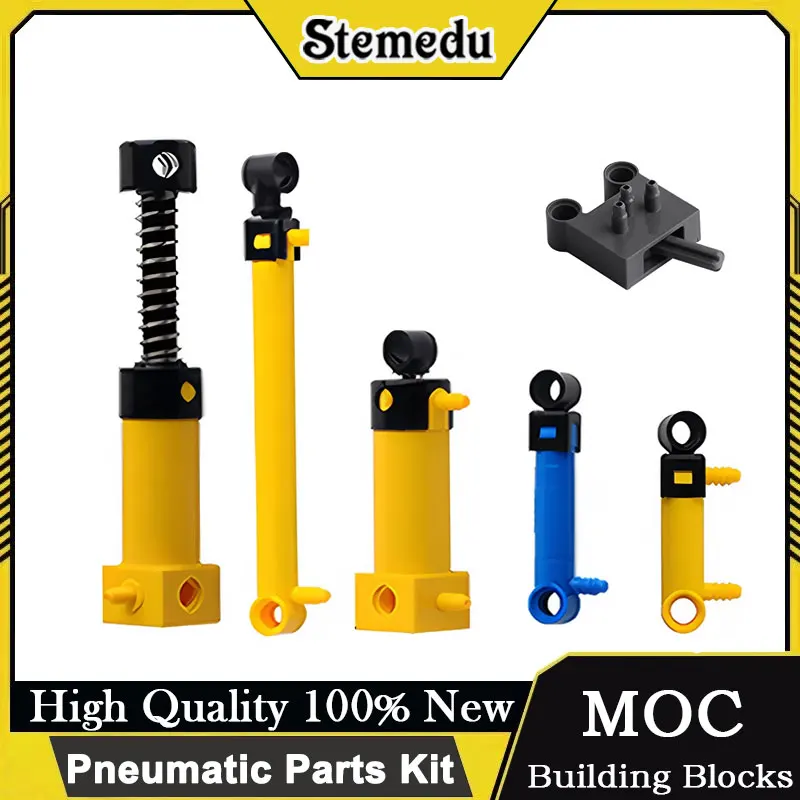 

MOC Pneumatic Parts Kit Hose Air Pump Tank Piston Switch Compatible with 42043/47225/61904/9641for Technical Building Blocks
