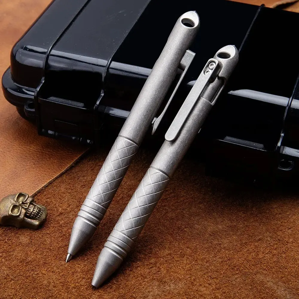 Titanium Alloy Tactical Pen Two-Way Bolt Press Pen EDC Tool Portable Outdoor Survival Pen Business Office Writing Signature Pen