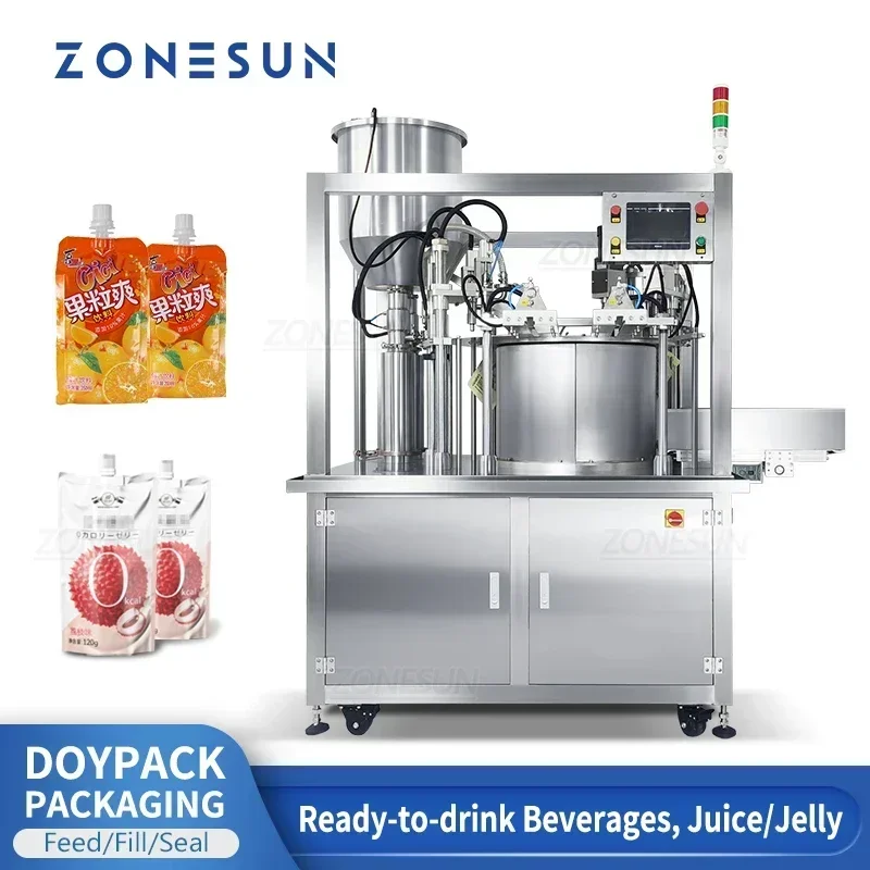 ZONESUN ZS-YTZL2 Riempitrice automatica per sacchetti Sigillatura di sacchetti Doypack in plastica Macchina riempitrice per imballaggio di bevande per succhi di latte