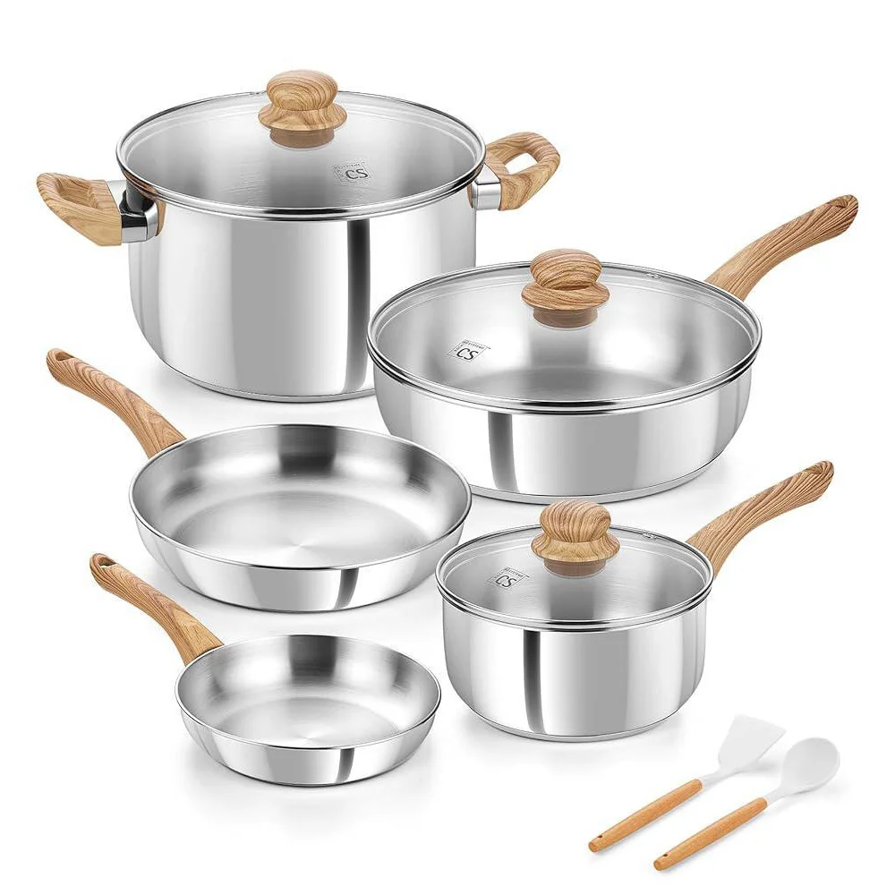 KOCH SYSTEME CS 10-delige RVS kookset professionele keukenpannen en -potten met Cool-Touch handgrepen, inclusief stoofpan en braadpan - afbeelding 1