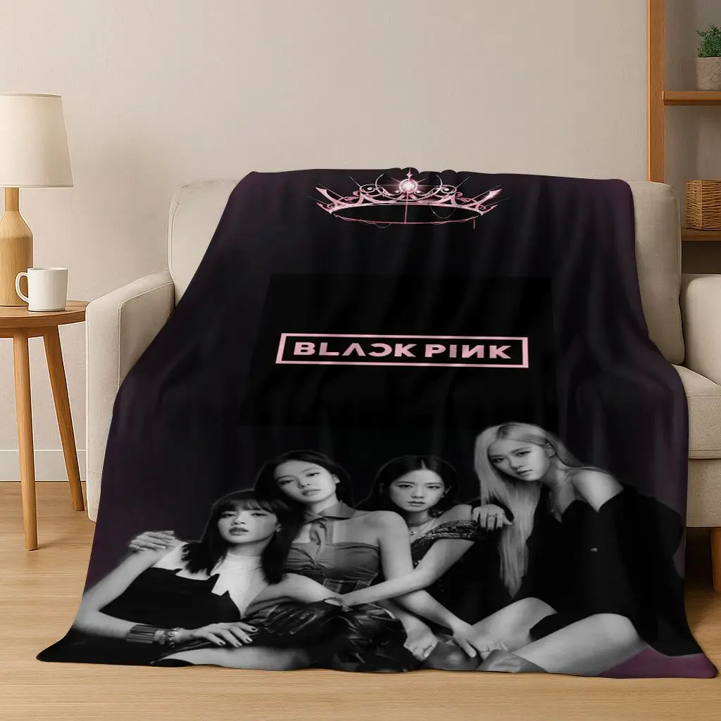 Mode Kpop b-noir rose groupe chanteur étoile flanelle couverture douce jeter couverture pour lit chambre salon voyage pique-nique cadeau