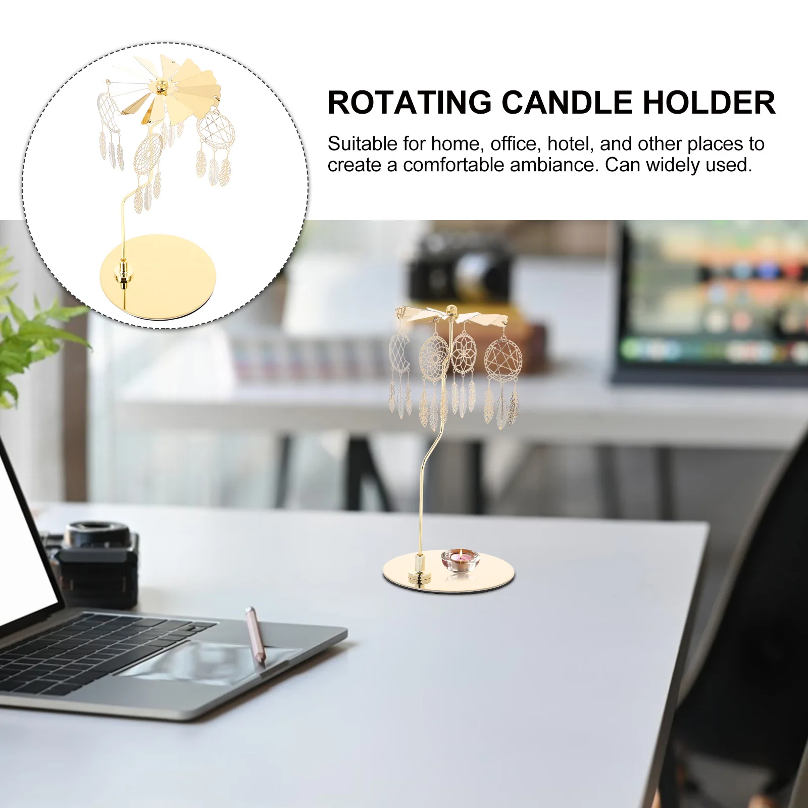 

Metal Rotatable Aromatherapy Holder with Dreamcatcher Pattern Stainless Steel Tea Light Stand for Valentine Christmas New