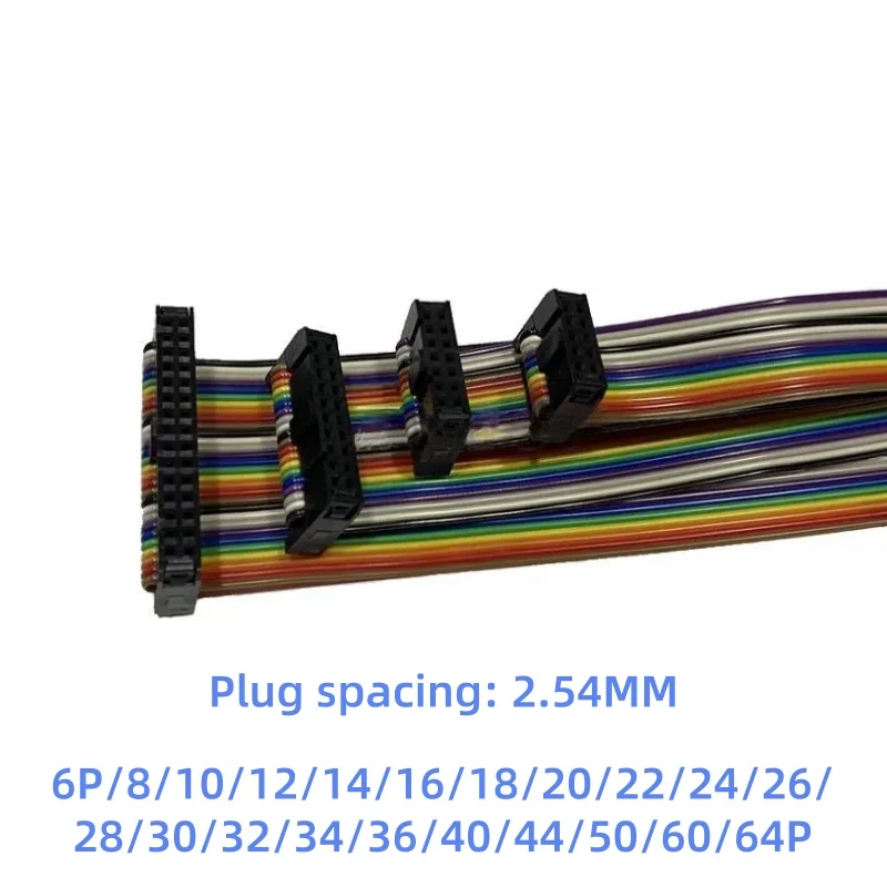 2.54MM pitch FC-6/10/14/40/50Pin 10/20/30/40/50CM JTAG ISP Download Cable Color Flat Ribbon Data Cable For DC3 IDC Box Header