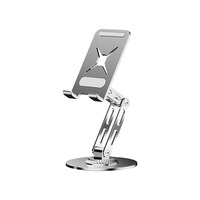 All Metal 3-Axis Rotating Phone Tablet Stand Aluminum Alloy Foldable for Streaming Desk