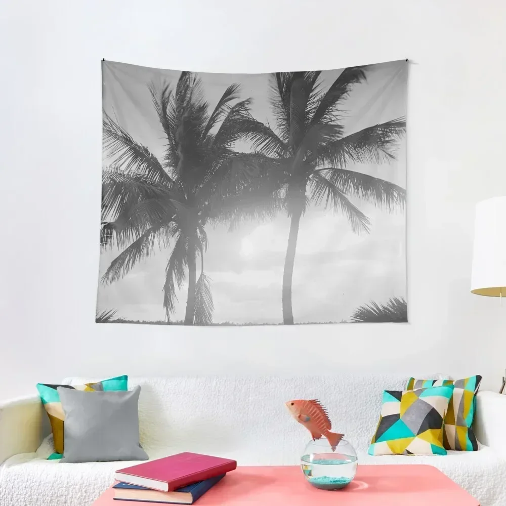 

Black & White Palm Trees in The Sunset Photograph Tapestry Bedroom Decor Wall Hanging Wall Home Decorations Aesthetic Tapestry