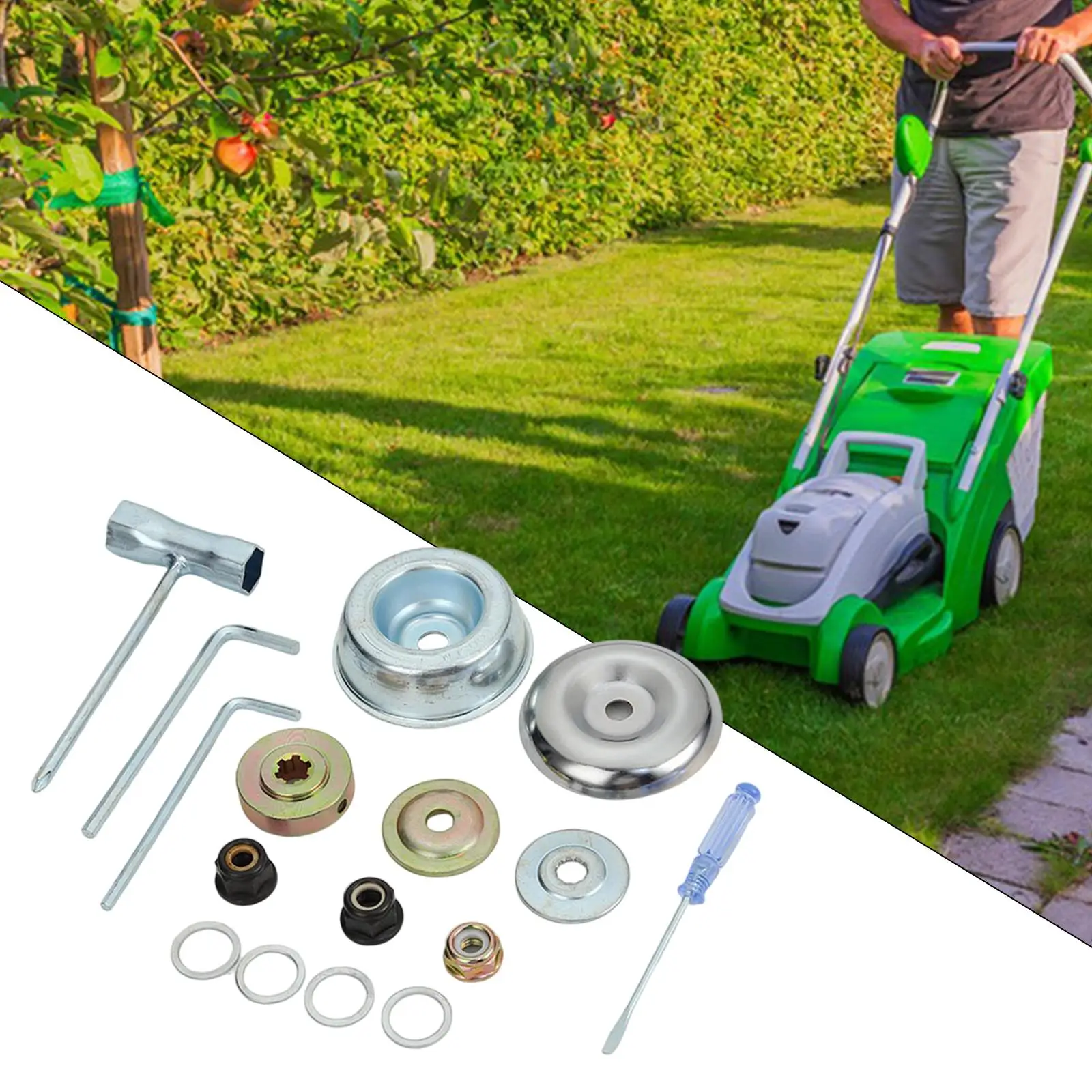 16Pcs Weed Trimmer Head Adapter Kit 1 T Wrench Brush Cutter Blade Part for String Trimmer Brush Cutter Accessories Grass Trimmer