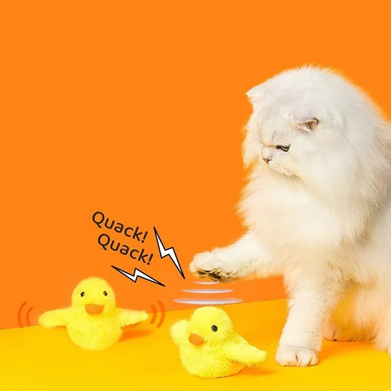 

Flapping Duck Cat Toys Interactive Electric Bird Toys Washable Cat Plush with Vibration Sensor Cats Game Toys Kitten