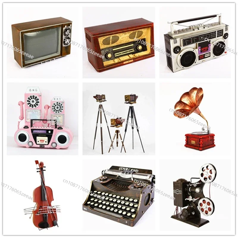 Vintage Fan Vintage Radio Projector Camera Sewing Machine TV Typewriter Model Prop Ornament